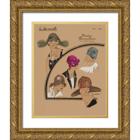 Elegant Chapeau II Gold Ornate Wood Framed Art Print with Double Matting by Unknown