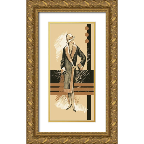 Large Retro Fashion Gold Ornate Wood Framed Art Print with Double Matting by Unkown