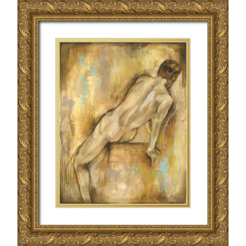 Nude Gesture I Gold Ornate Wood Framed Art Print with Double Matting by Goldberger, Jennifer