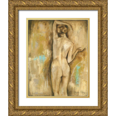 Nude Gesture II Gold Ornate Wood Framed Art Print with Double Matting by Goldberger, Jennifer