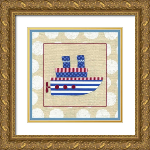 EJs Steamship Gold Ornate Wood Framed Art Print with Double Matting by Zarris, Chariklia