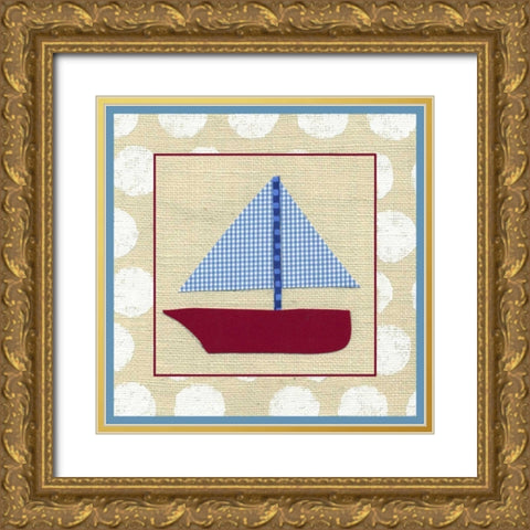 EJs Sailboat Gold Ornate Wood Framed Art Print with Double Matting by Zarris, Chariklia