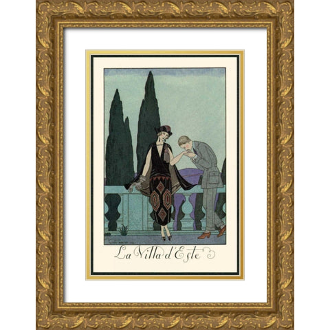 La Villa dEste Gold Ornate Wood Framed Art Print with Double Matting by Barbier, George