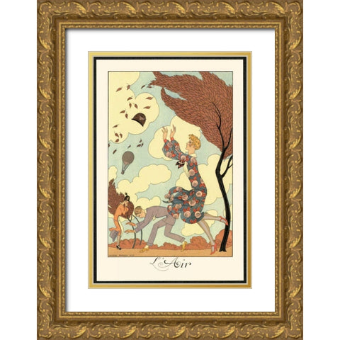 LAir Gold Ornate Wood Framed Art Print with Double Matting by Barbier, George