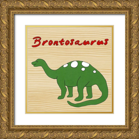 Brontosaurus Gold Ornate Wood Framed Art Print with Double Matting by Meagher, Megan