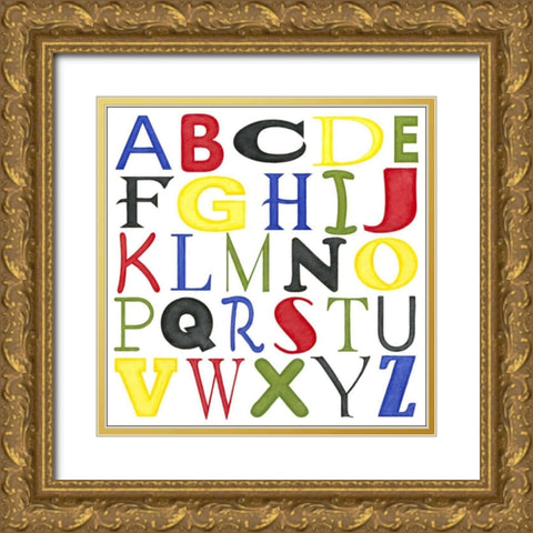 Kids Room Letters Gold Ornate Wood Framed Art Print with Double Matting by Meagher, Megan