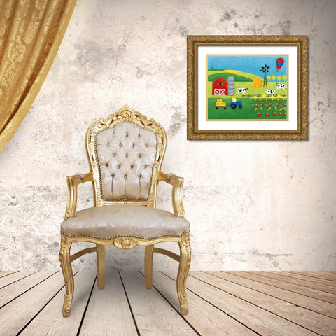 Storybook Farm Gold Ornate Wood Framed Art Print with Double Matting by Zarris, Chariklia