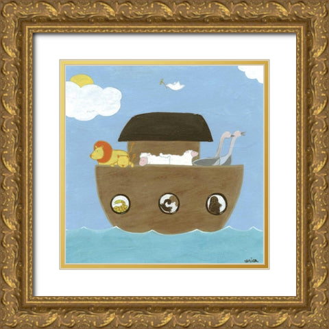 Noahs Ark II Gold Ornate Wood Framed Art Print with Double Matting by Vess, June Erica