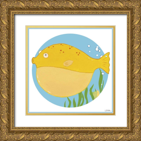 Billy the Blowfish Gold Ornate Wood Framed Art Print with Double Matting by Vess, June Erica