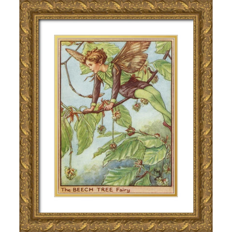 The Beech Tree Fairy Gold Ornate Wood Framed Art Print with Double Matting by Vision Studio