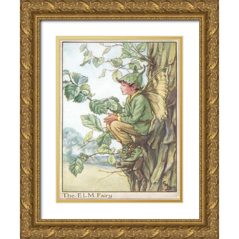 The Elm Fairy Gold Ornate Wood Framed Art Print with Double Matting by Vision Studio