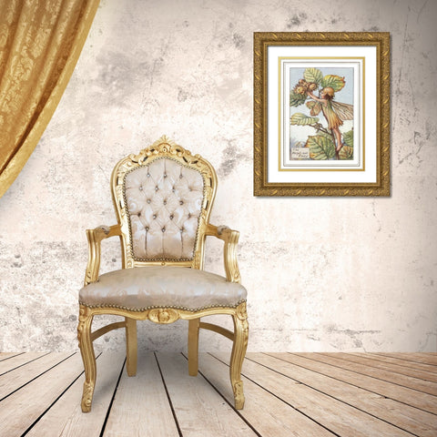 The Hazelnut Fairy Gold Ornate Wood Framed Art Print with Double Matting by Vision Studio