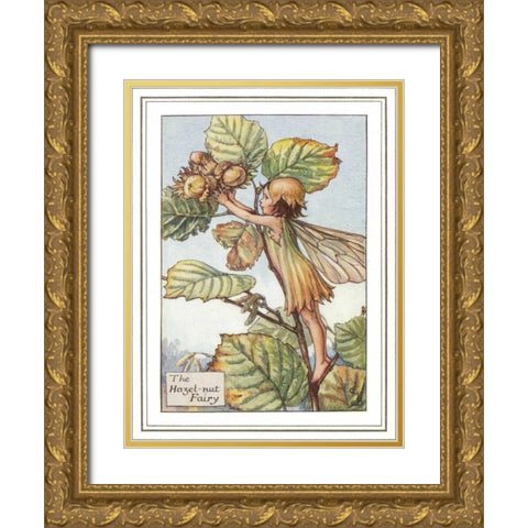 The Hazelnut Fairy Gold Ornate Wood Framed Art Print with Double Matting by Vision Studio
