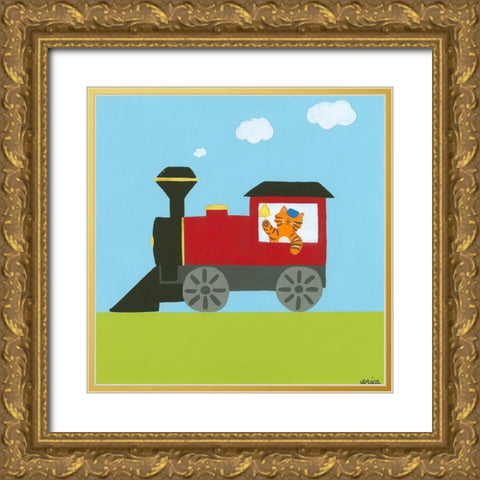Circus Train I Gold Ornate Wood Framed Art Print with Double Matting by Vess, June Erica