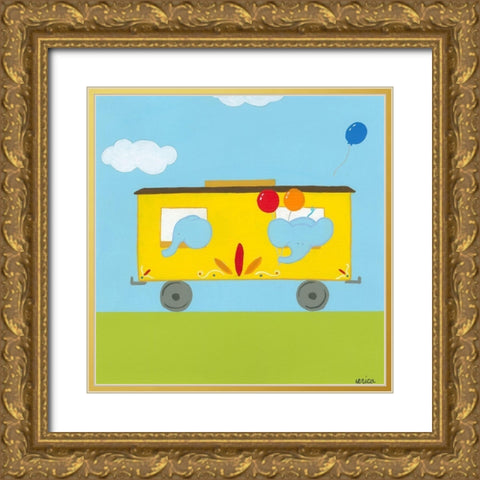 Circus Train III Gold Ornate Wood Framed Art Print with Double Matting by Vess, June Erica