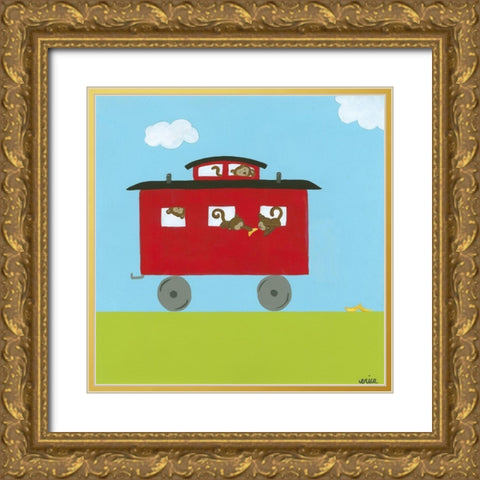 Circus Train IV Gold Ornate Wood Framed Art Print with Double Matting by Vess, June Erica