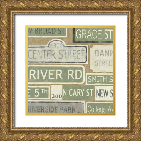 Main Street USA II Gold Ornate Wood Framed Art Print with Double Matting by Zarris, Chariklia