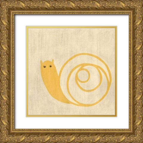 Best Friends - Snail Gold Ornate Wood Framed Art Print with Double Matting by Zarris, Chariklia