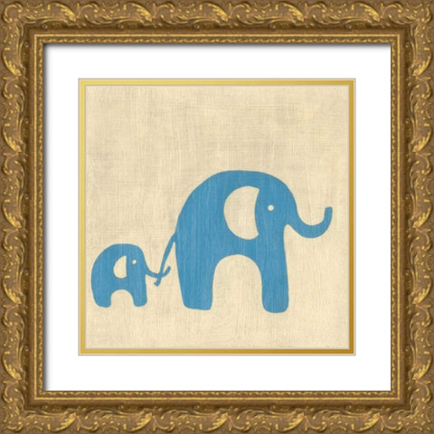 Best Friends - Elephants Gold Ornate Wood Framed Art Print with Double Matting by Zarris, Chariklia