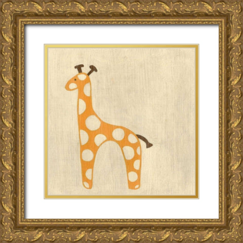 Best Friends - Giraffe Gold Ornate Wood Framed Art Print with Double Matting by Zarris, Chariklia