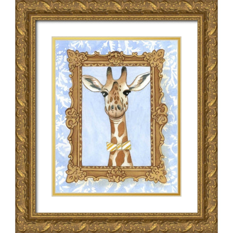 Teachers Pet - Giraffe Gold Ornate Wood Framed Art Print with Double Matting by Zarris, Chariklia