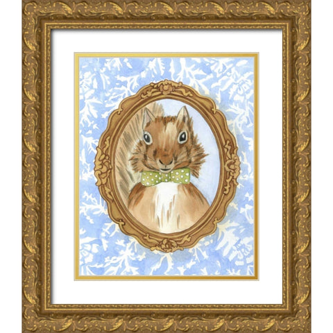 Teachers Pet - Squirrel Gold Ornate Wood Framed Art Print with Double Matting by Zarris, Chariklia