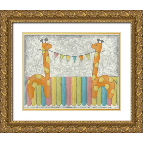 Carnival Giraffes Gold Ornate Wood Framed Art Print with Double Matting by Zarris, Chariklia