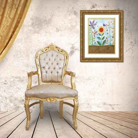 Whimsical Flower Garden II Gold Ornate Wood Framed Art Print with Double Matting by Meagher, Megan