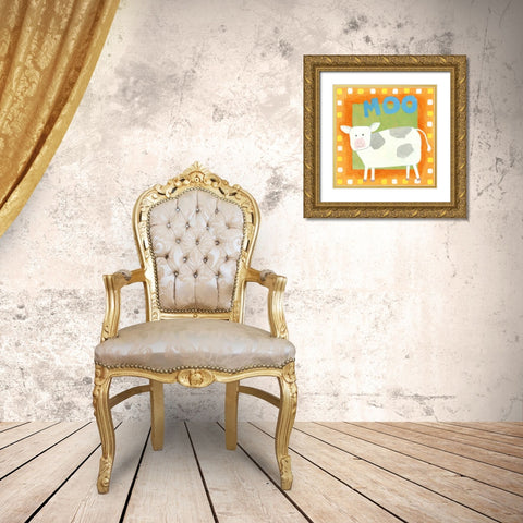 Moo Gold Ornate Wood Framed Art Print with Double Matting by Meagher, Megan