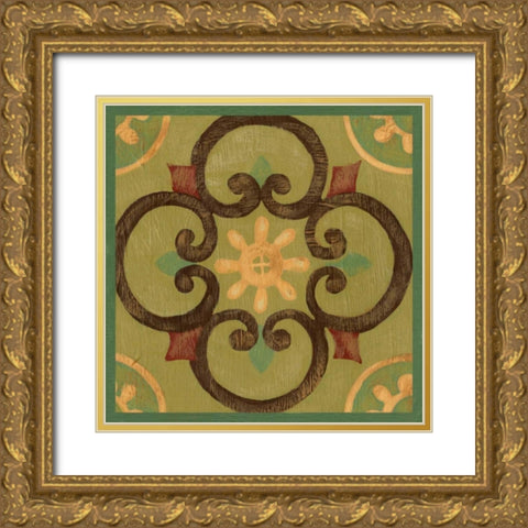 Patchwork V Gold Ornate Wood Framed Art Print with Double Matting by Zarris, Chariklia
