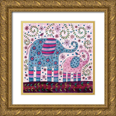 Elephant Walk Gold Ornate Wood Framed Art Print with Double Matting by Conway, Kim