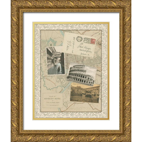 Post Cards from Rome Gold Ornate Wood Framed Art Print with Double Matting by Vision Studio