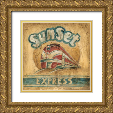 Sunset Express Gold Ornate Wood Framed Art Print with Double Matting by Harper, Ethan