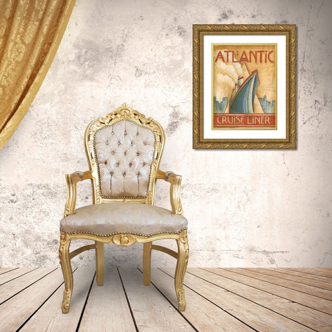 Atlantic Cruise Liner Gold Ornate Wood Framed Art Print with Double Matting by Harper, Ethan
