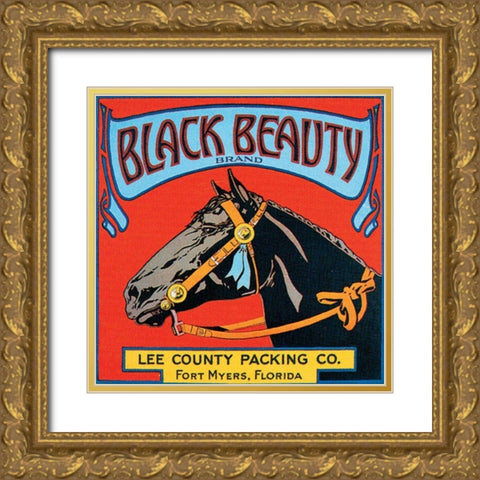 Black Beauty Gold Ornate Wood Framed Art Print with Double Matting by Vision Studio