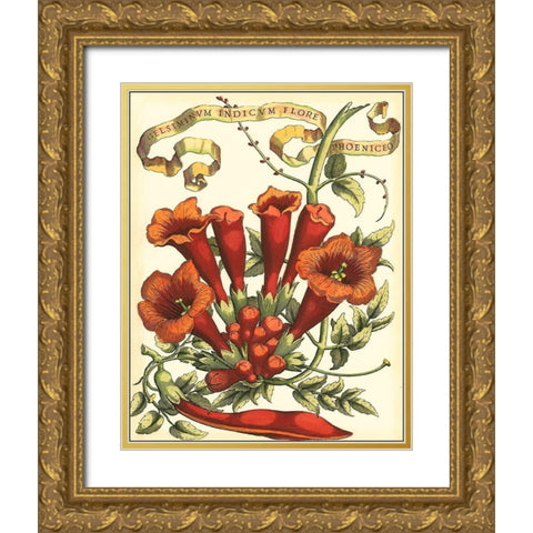 Ribbon Florals IV Gold Ornate Wood Framed Art Print with Double Matting by Vision Studio