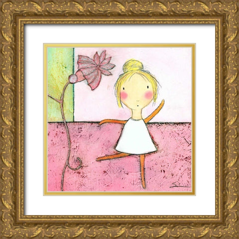 Pink Ballerina Gold Ornate Wood Framed Art Print with Double Matting by Sonheim, Carla