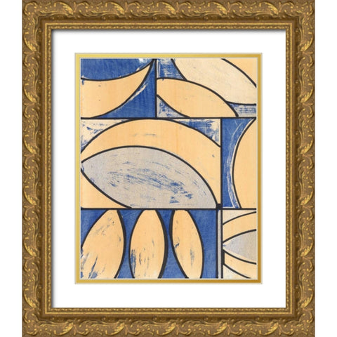Indigo Complement IV Gold Ornate Wood Framed Art Print with Double Matting by McMullen, Charles