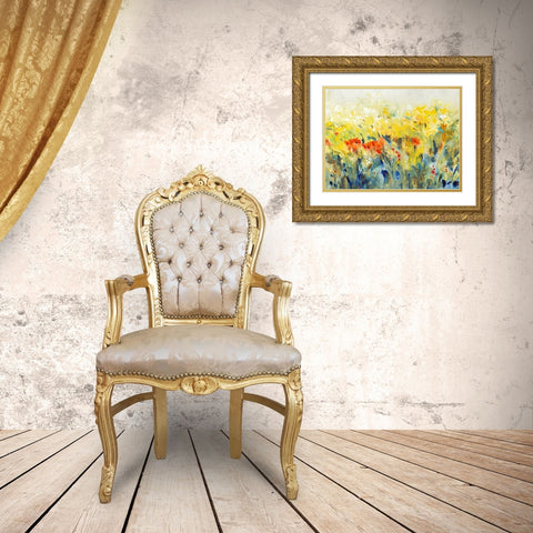 Flowers Sway II Gold Ornate Wood Framed Art Print with Double Matting by OToole, Tim