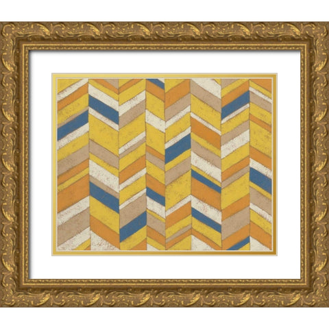 Modern Chevron I Gold Ornate Wood Framed Art Print with Double Matting by Zarris, Chariklia