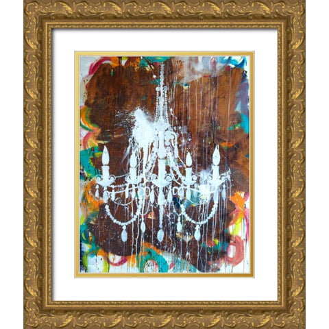 White Chandelier Gold Ornate Wood Framed Art Print with Double Matting by Youngstrom, Kent