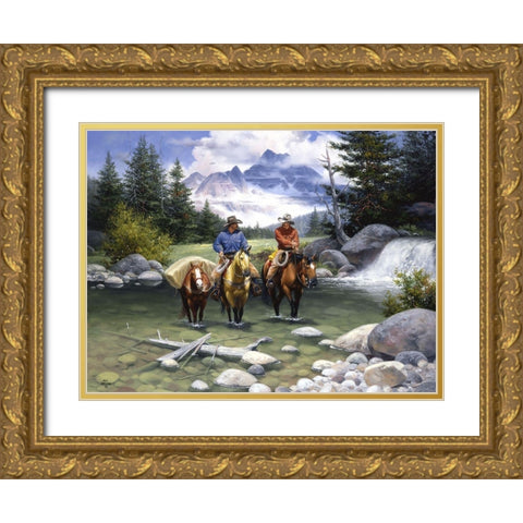 Clear Water Crossing Gold Ornate Wood Framed Art Print with Double Matting by Sorenson, Jack