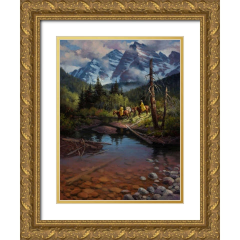 Ridin the High Country Gold Ornate Wood Framed Art Print with Double Matting by Sorenson, Jack