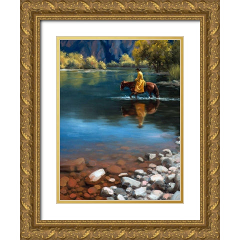 Shallow Crossing Gold Ornate Wood Framed Art Print with Double Matting by Sorenson, Jack