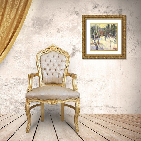 Four Seasons Aspens IV Gold Ornate Wood Framed Art Print with Double Matting by Oleson, Nanette
