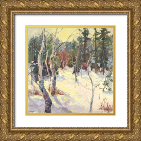 Four Seasons Aspens IV Gold Ornate Wood Framed Art Print with Double Matting by Oleson, Nanette