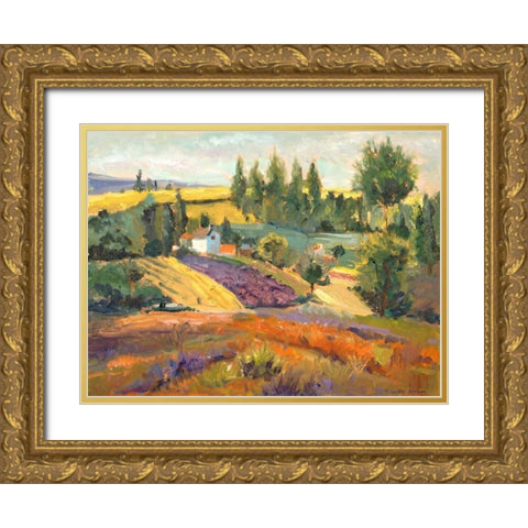 Vineyard Tapestry II Gold Ornate Wood Framed Art Print with Double Matting by Oleson, Nanette