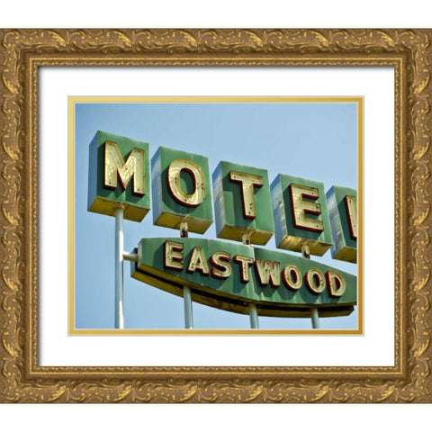 Vintage Motel III Gold Ornate Wood Framed Art Print with Double Matting by Recapturist