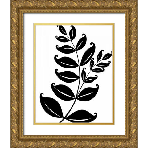 Leaf Silhouette II Gold Ornate Wood Framed Art Print with Double Matting by Zarris, Chariklia