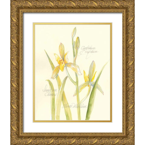 Elissas Garden IV Gold Ornate Wood Framed Art Print with Double Matting by Della-Piana, Elissa